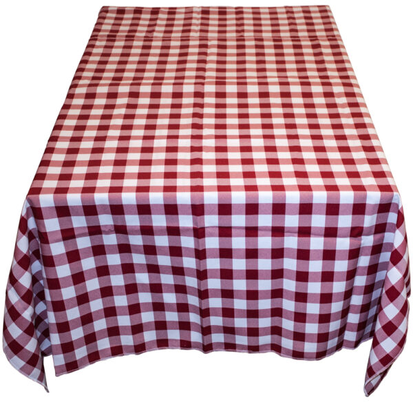 TC4848RW Square Polyester Poplin Gingham Tablecloth, 48-Inch by 48-Inch, Red and White Checkered Pattern - Image 3