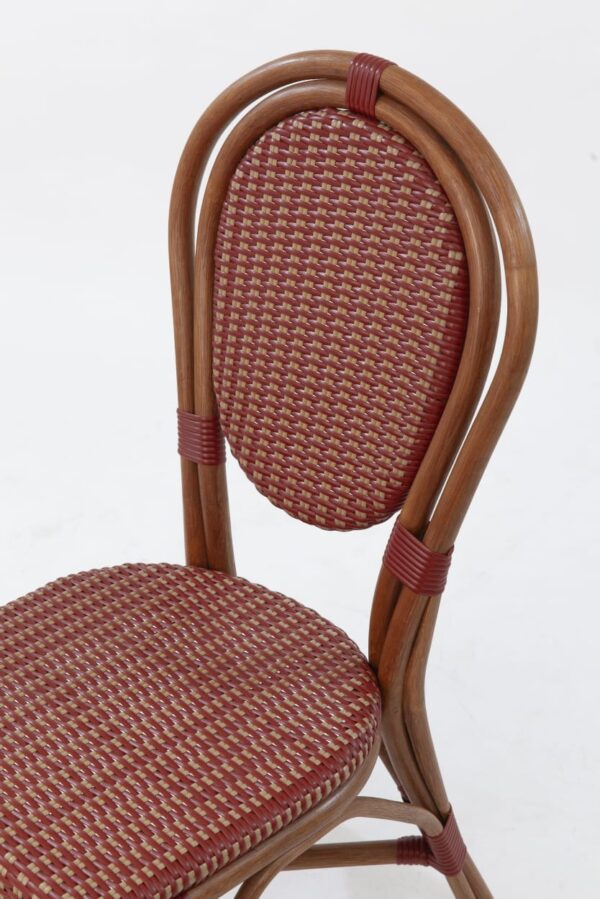 Paris Rattan Bistro Chair - Red & Cream Dining Side Chair - Image 7