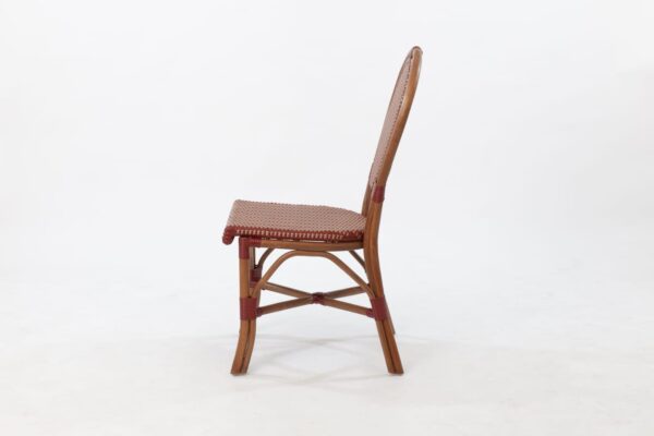 Paris Rattan Bistro Chair - Red & Cream Dining Side Chair - Image 11