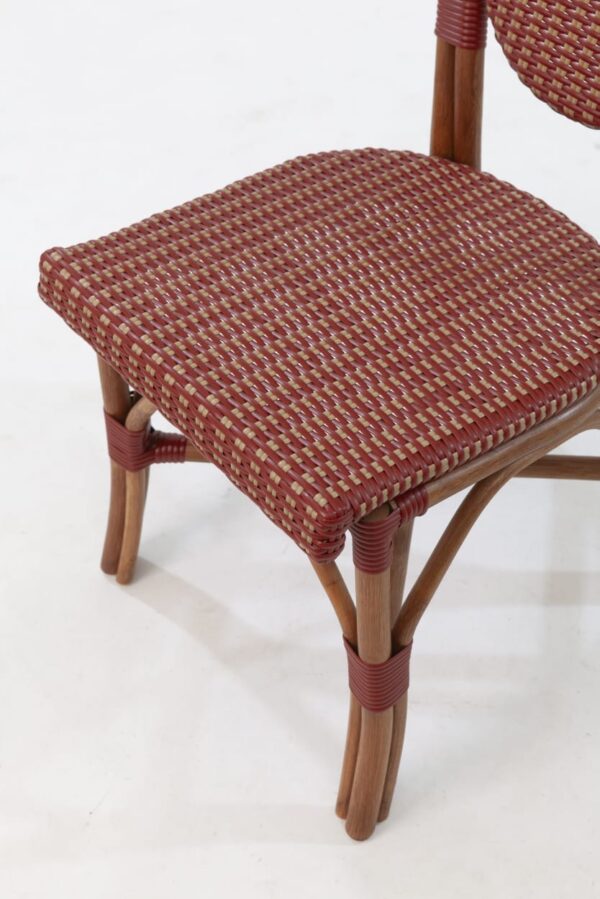 Paris Rattan Bistro Chair - Red & Cream Dining Side Chair - Image 10
