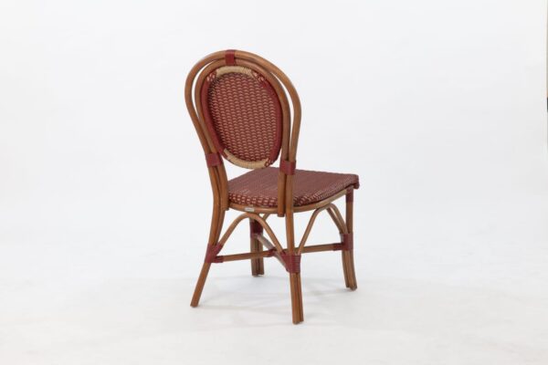 Paris Rattan Bistro Chair - Red & Cream Dining Side Chair - Image 9