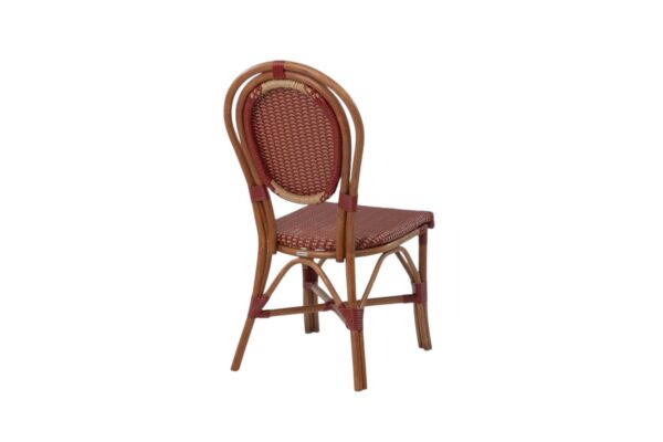 Paris Rattan Bistro Chair - Red & Cream Dining Side Chair - Image 3