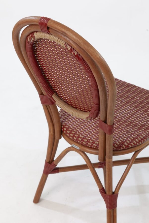 Paris Rattan Bistro Chair - Red & Cream Dining Side Chair - Image 5