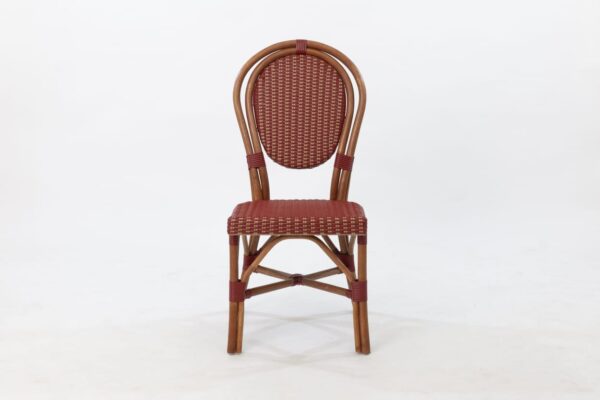 Paris Rattan Bistro Chair - Red & Cream Dining Side Chair - Image 6