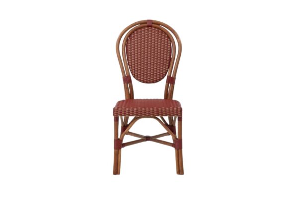 Paris Rattan Bistro Chair - Red & Cream Dining Side Chair - Image 2