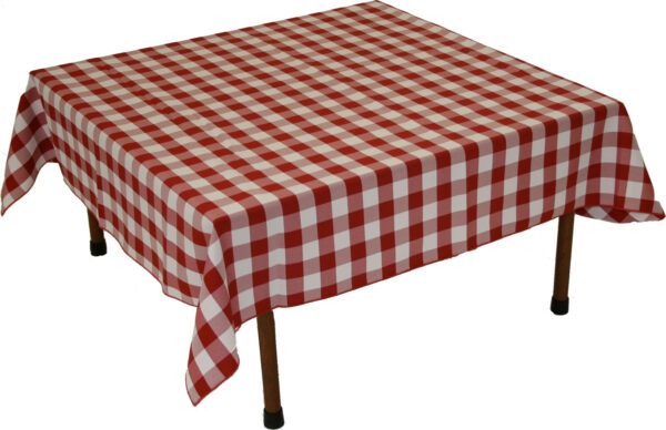 TC4848RW Square Polyester Poplin Gingham Tablecloth, 48-Inch by 48-Inch, Red and White Checkered Pattern - Image 4